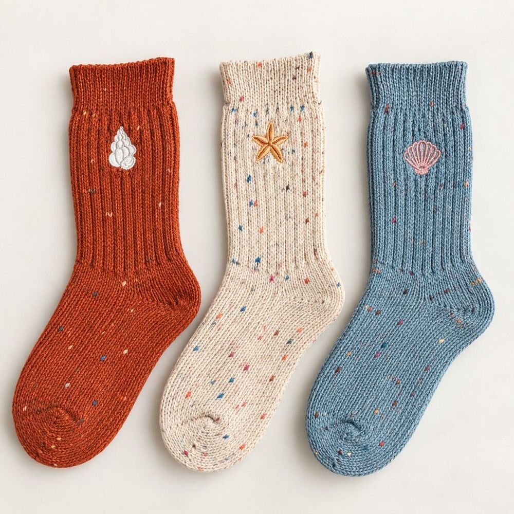 Free People Halcyon Heritage Crew Socks 3 Pack Speckled Merino Wool NWT One Size